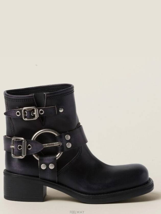 vintage look leather booties - MIU MIU - BALAAN 2