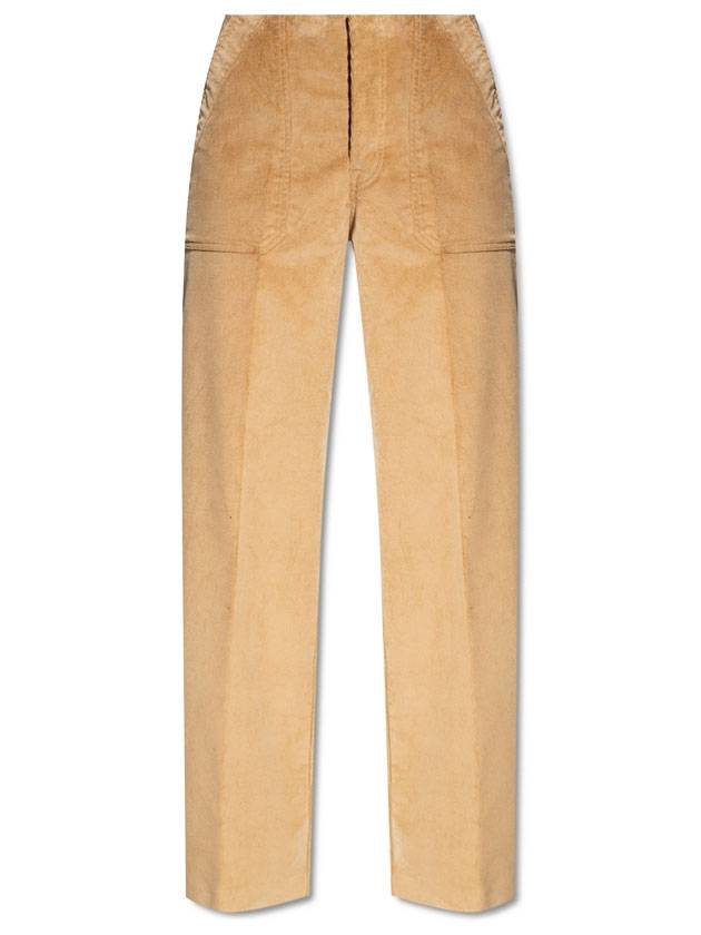 Women's Poplin Stretch Cotton Wide Pants Natural Camel Beige - MONCLER - BALAAN 1