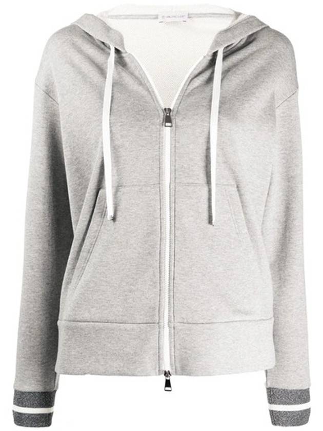 Women's Logo Patch Hooded Zip-Up Gray - MONCLER - BALAAN 2