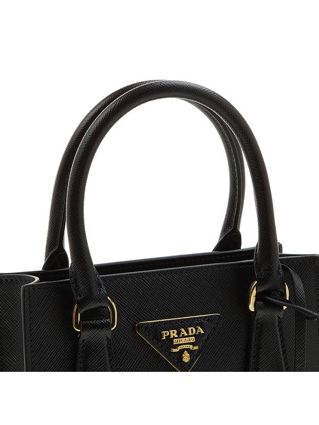 Triangular Logo Saffiano Leather Tote Bag Black - PRADA - BALAAN 9