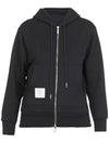 Women's Striped Loopback Zip-Up Hoodie Navy - THOM BROWNE - BALAAN 1