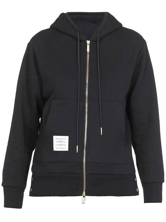 Women's Striped Loopback Hooded Zip-up Navy - THOM BROWNE - BALAAN 1