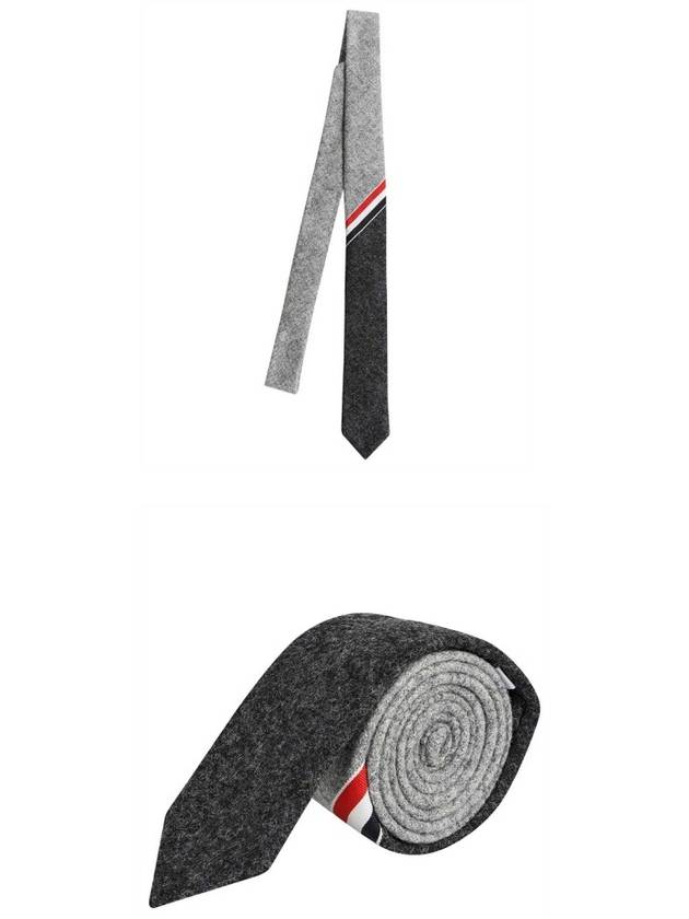 Three Stripes Two-Tone Wool Tie Grey - THOM BROWNE - BALAAN 5