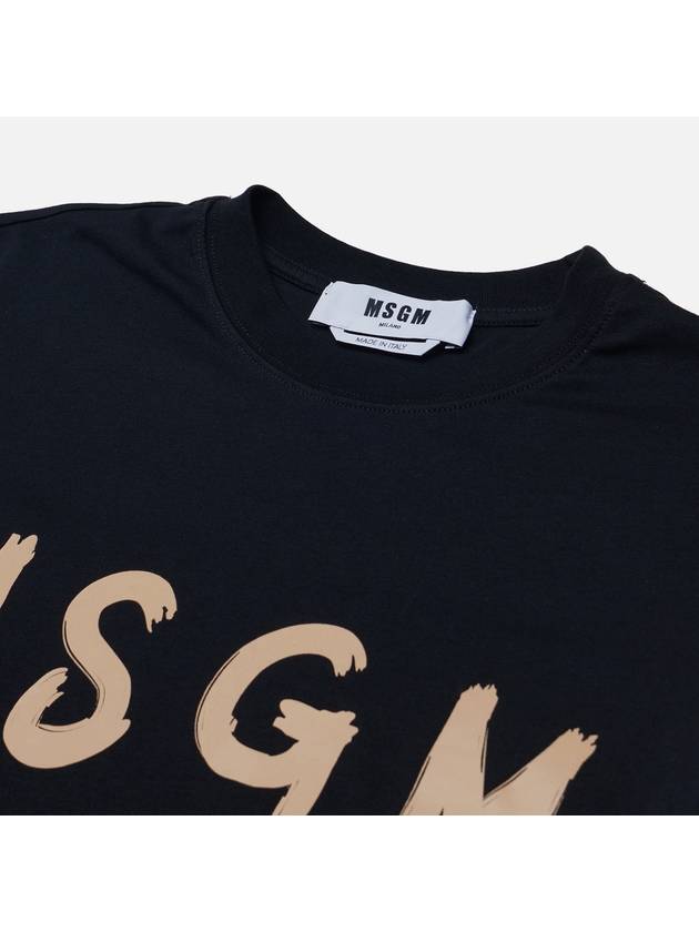 Brushed Logo Short Sleeve T-Shirt Black - MSGM - BALAAN 3