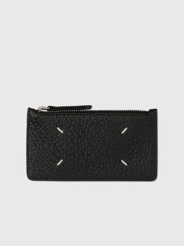 Stitched Zipper Long Card Wallet Black - MAISON MARGIELA - BALAAN.