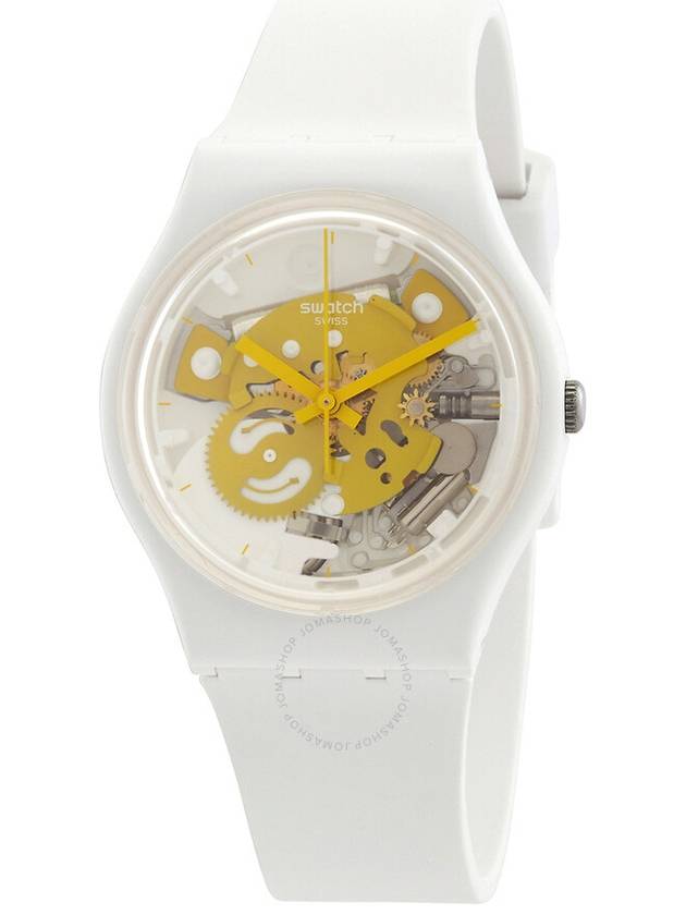 Swatch Bioceramic Time To Yellow Small Quartz White Dial Unisex Watch SO31W105 - SWATCH - BALAAN 1