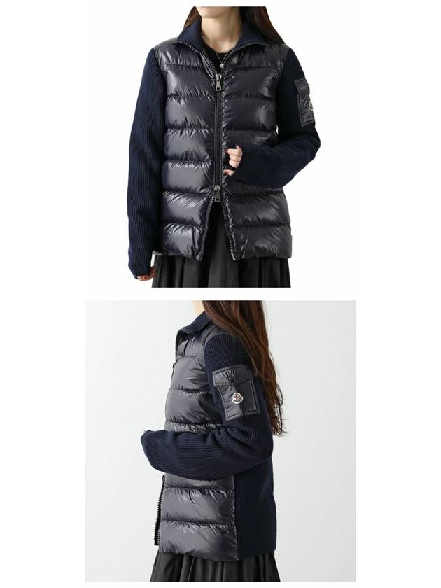 Merino Wool Padded Cardigan Navy - MONCLER - BALAAN 6