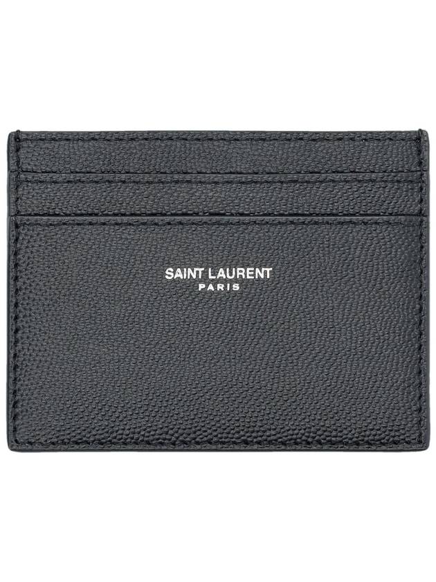 Embossed Leather Card Wallet Black - SAINT LAURENT - BALAAN 2