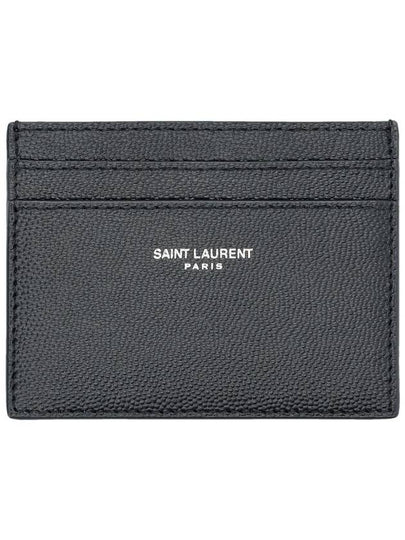 Embossed Leather Card Wallet Black - SAINT LAURENT - BALAAN 2