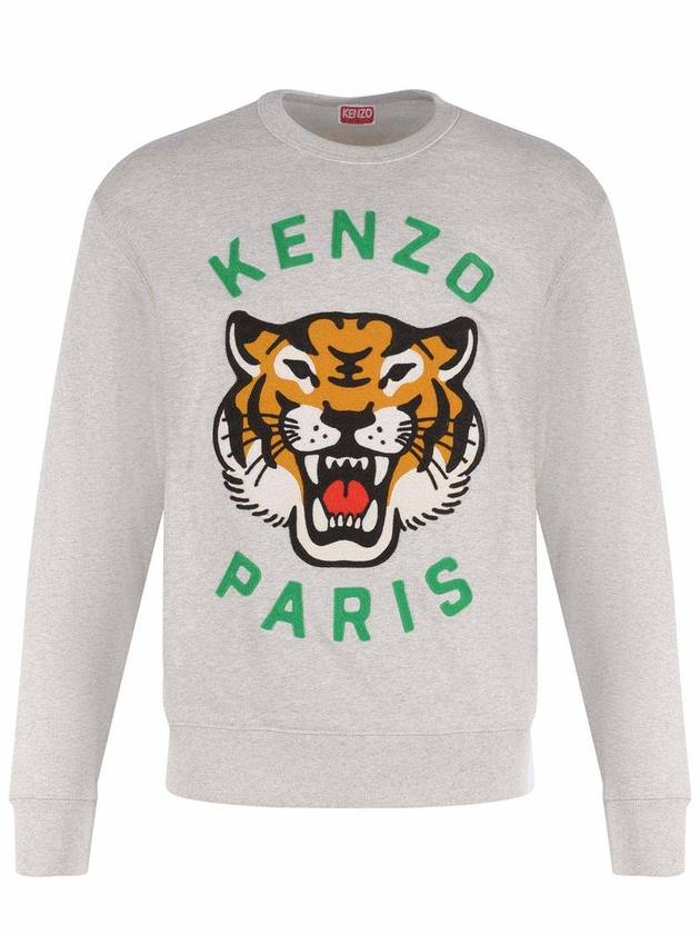 Lucky Tiger Embroidery Cotton Sweatshirt Pale Grey - KENZO - BALAAN 2