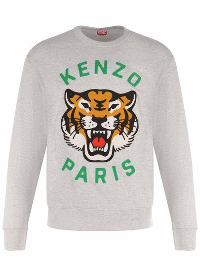 Lucky Tiger Embroidery Cotton Sweatshirt Pale Grey - KENZO - BALAAN 2