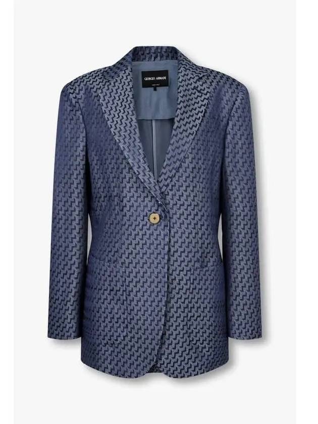 Women s Glossy Jacquard Single Jacket Navy - GIORGIO ARMANI - BALAAN 1