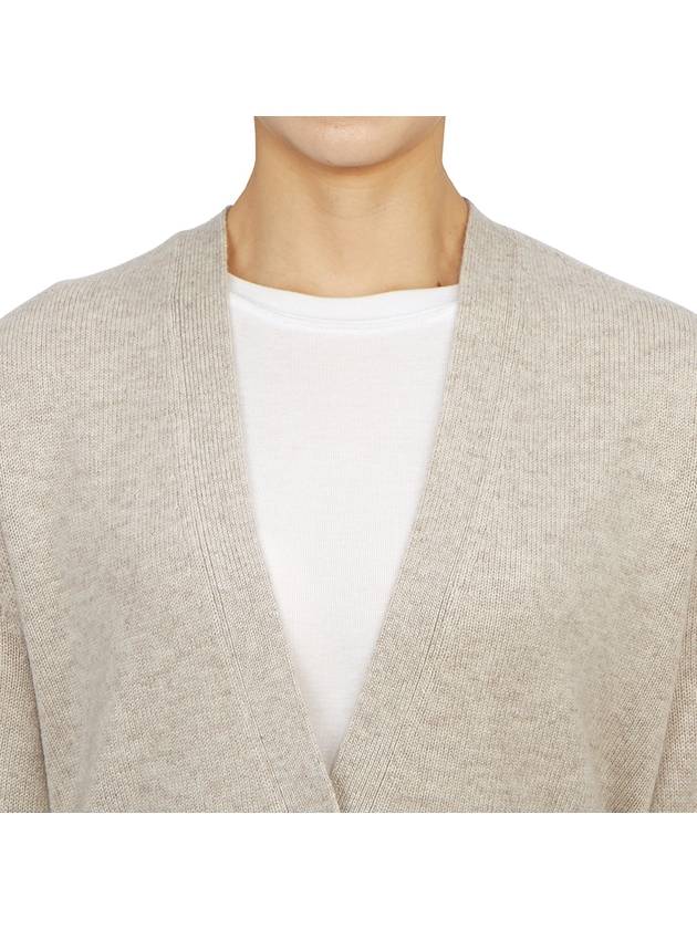 Button Wool Cashmere Long Cardigan Beige - MAX MARA - BALAAN 7