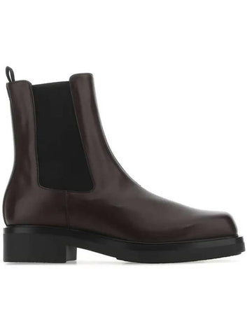 Brushed Leather Chelsea Boots Brown - PRADA - BALAAN 1