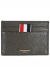 Pebble Grain Leather Stripe Single Card Wallet Green - THOM BROWNE - BALAAN 2