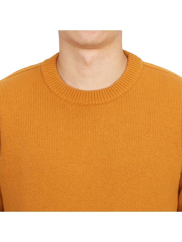 Logo Patch Crew Neck Wool Knit Top Orange - STONE ISLAND - BALAAN 7