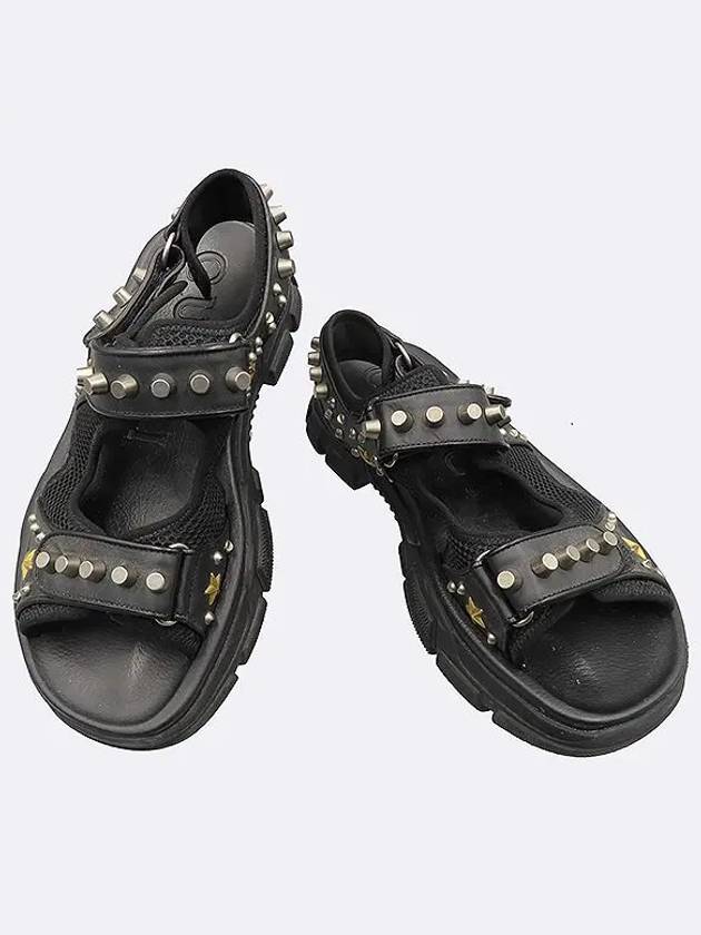 546073 Black leather stud detail men s sandals 9 - GUCCI - BALAAN 1