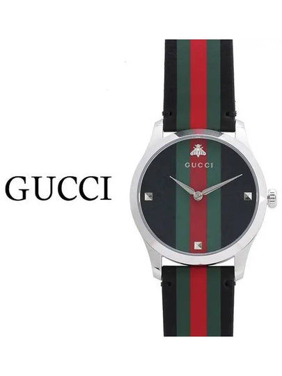 G Timeless 38MM Leather Watch Green Black - GUCCI - BALAAN 2