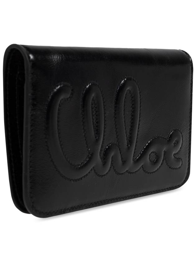 Chloé Leather Wallet With Logo, Women's, Black - CHLOE - BALAAN 4