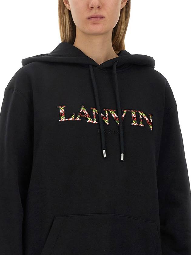 Oversized Embroidered Curb Hoodie Black - LANVIN - BALAAN 5