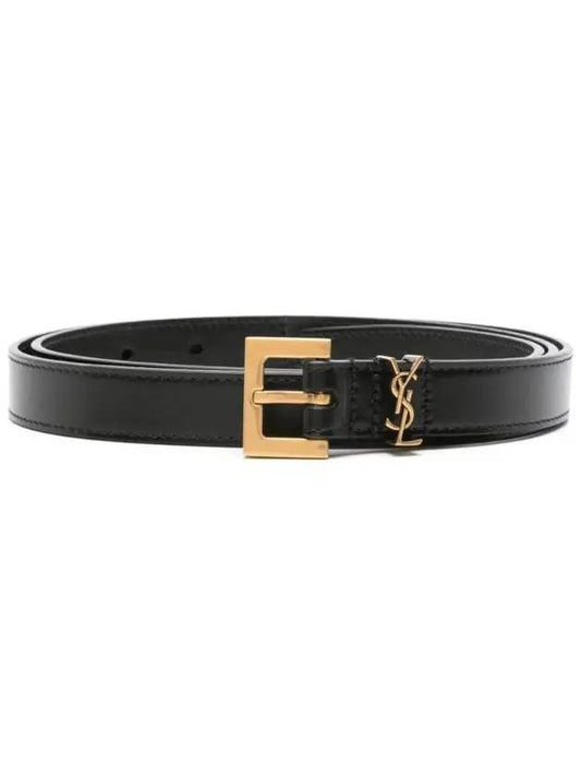 Cassandre Thin Belt Black - SAINT LAURENT - BALAAN 1