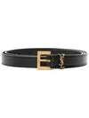 Cassandre Thin Belt Black - SAINT LAURENT - BALAAN 1