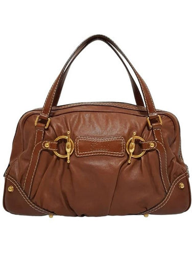 Women s 211967 Brown leather gold horsebit decorated shoulder bag - GUCCI - BALAAN 1