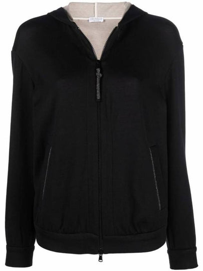 Women's Monilli French Terry Zip-Up Hoodie Black - BRUNELLO CUCINELLI - BALAAN 2