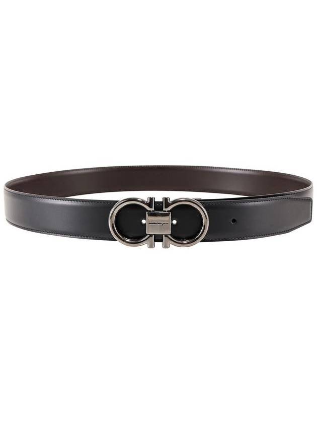 Gancini Reversible Adjustable Calfskin Leather Belt Black - SALVATORE FERRAGAMO - BALAAN 1