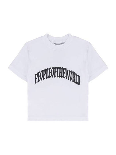 Cropped Arch Logo Short Sleeve T Shirt White - PEOPLE OF THE WORLD - BALAAN 2