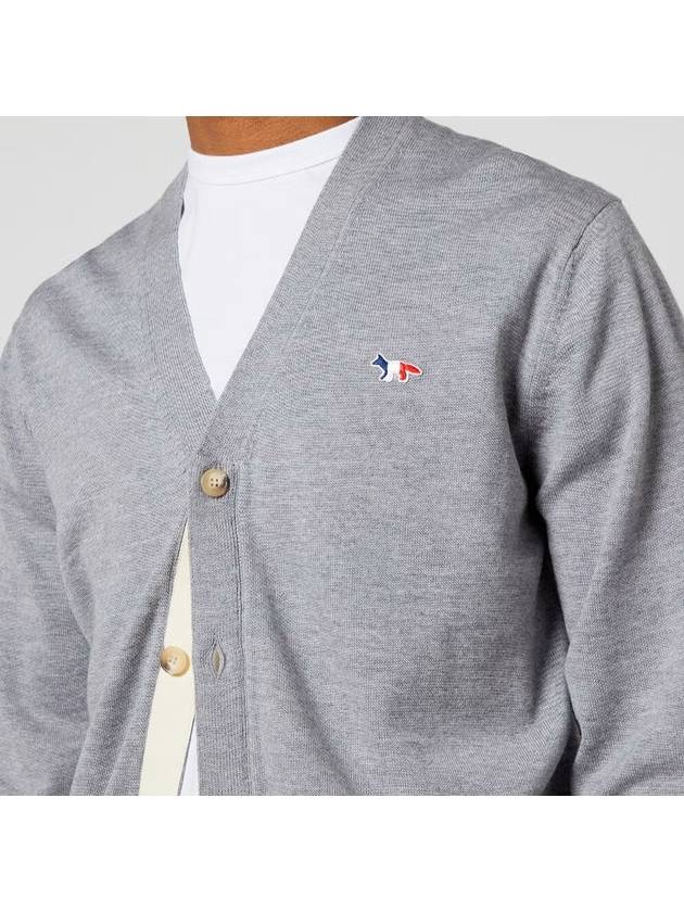 Tricolor Fox Patch Classic Cardigan Grey Melange - MAISON KITSUNE - BALAAN 6