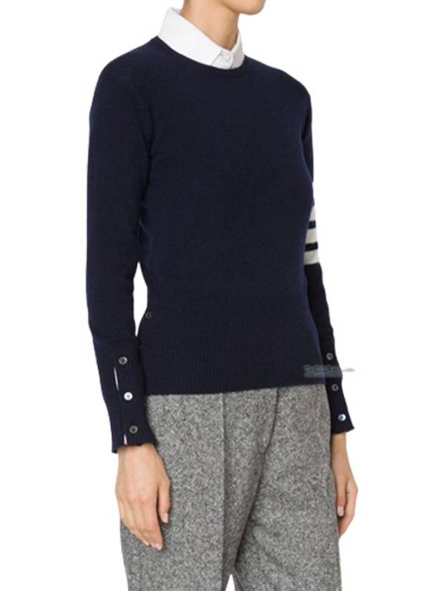 Women's 4 Bar Classic Cashmere Pullover Knit Top Navy - THOM BROWNE - BALAAN 3