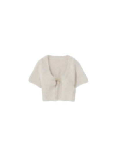 La Maile Neve Logo Charm Fluffy Crop Cardigan Offwhite - JACQUEMUS - BALAAN 2