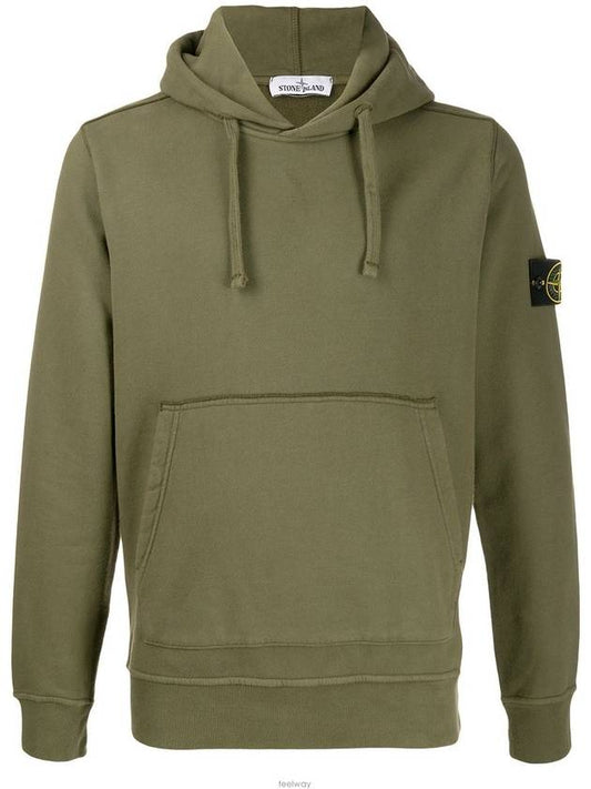 Men's Wappen Patch Brushed Cotton Hoodie Khaki - STONE ISLAND - BALAAN 2