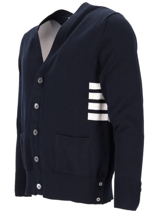 4 bar V neck cardigan navy - THOM BROWNE - BALAAN 3