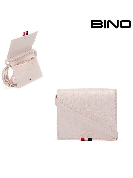 Pebble Calfskin Leather Card Holder With Strap Pink - THOM BROWNE - BALAAN 2