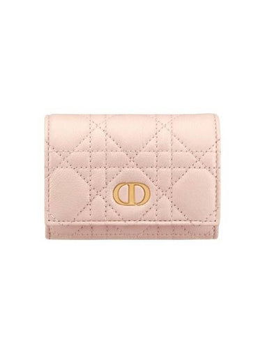 Caro XS Supple Cannage Calfskin Card Wallet Powder Pink - DIOR - BALAAN 1