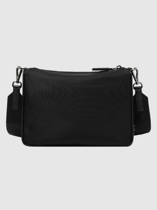 Triangle Logo Re-Nylon Saffiano Leather Shoulder Bag Black - PRADA - BALAAN 3