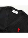 Heart Logo Merino Wool Cardigan Black - AMI - BALAAN 6