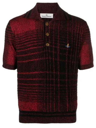 Logo Check Cotton Polo Shirt Black Red - VIVIENNE WESTWOOD - BALAAN 2