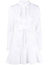 Pleated Summer Poplin Cotton Short Dresss White - PATOU - BALAAN 1