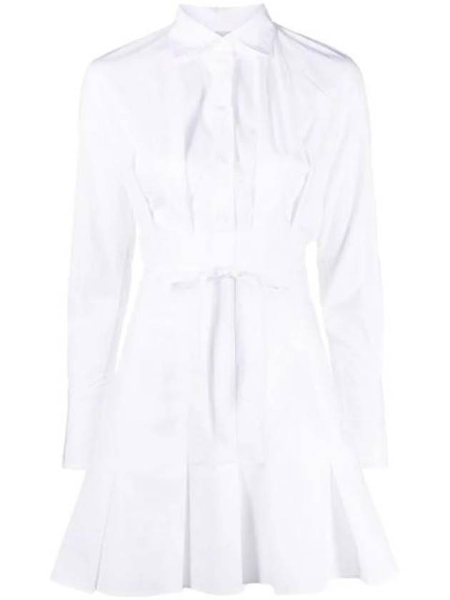 Pleated Summer Poplin Cotton Short Dresss White - PATOU - BALAAN 1