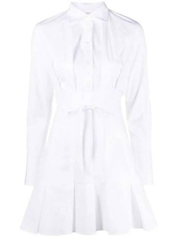 Pleated Summer Poplin Cotton Short Dresss White - PATOU - BALAAN 1