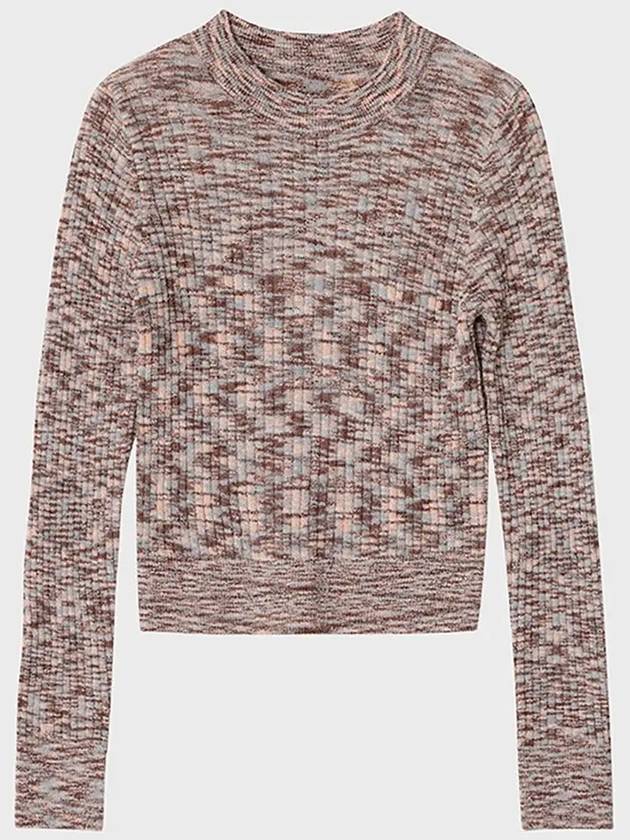 Multi-color ribbed crop knit multi-brown - NOIRER FOR WOMEN - BALAAN 8