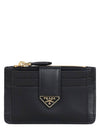 Leather Card Wallet Black - PRADA - BALAAN 2