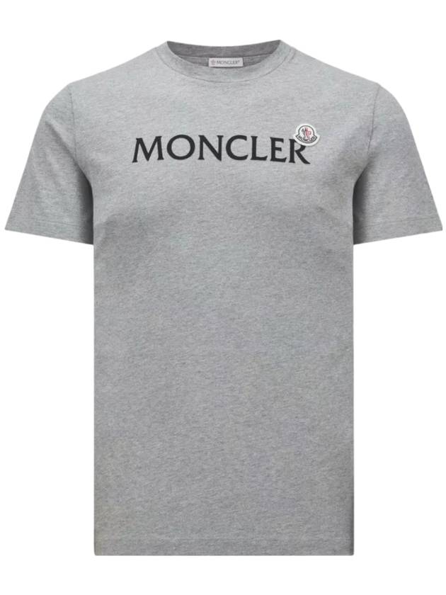 Flocked Logo Short Sleeve T-Shirt Grey - MONCLER - BALAAN 1