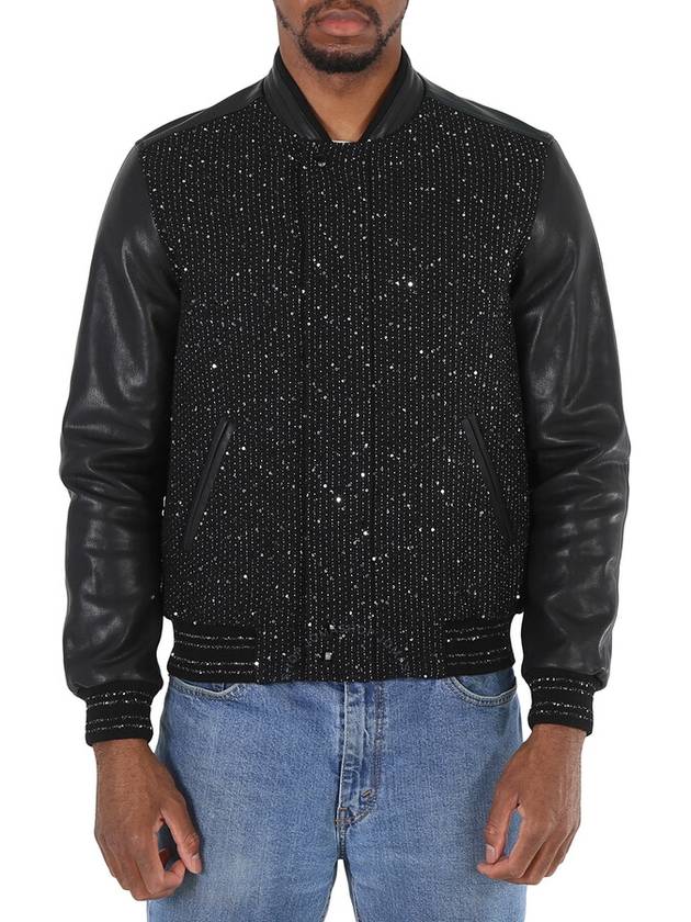 Saint Laurent Black Glitter Detail Leather Jacket, Brand Size 50 - SAINT LAURENT - BALAAN 1