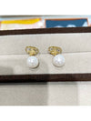 Maylon Triomphe Pearl Gold Earrings White - CELINE - BALAAN.