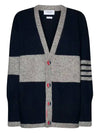 Two Tone Wool Mohair Cardigan Navy Grey - THOM BROWNE - BALAAN 2