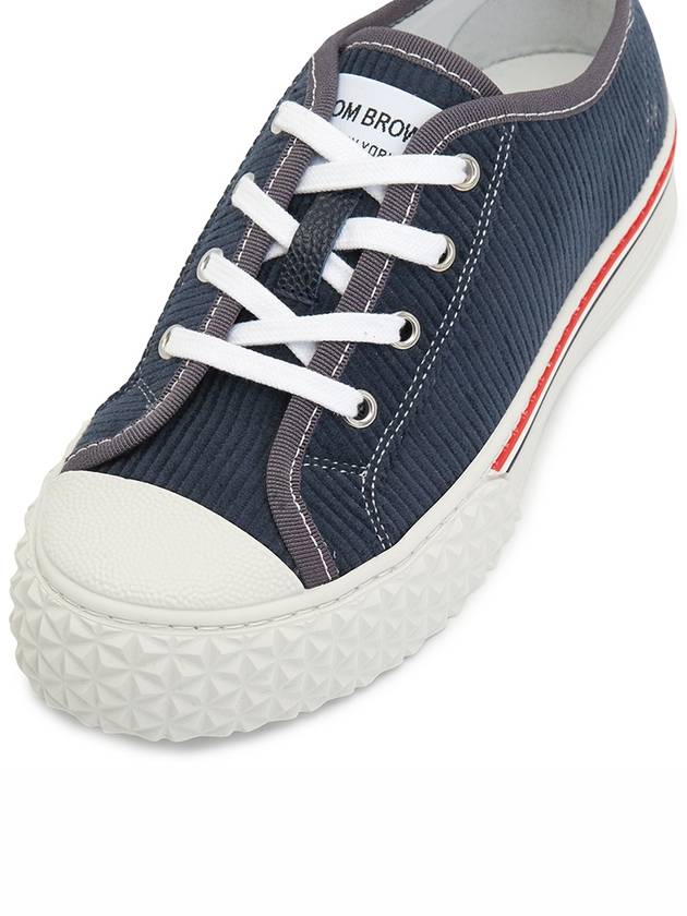 Cotton Lace-Up Low Top Sneakers Navy - THOM BROWNE - BALAAN 8